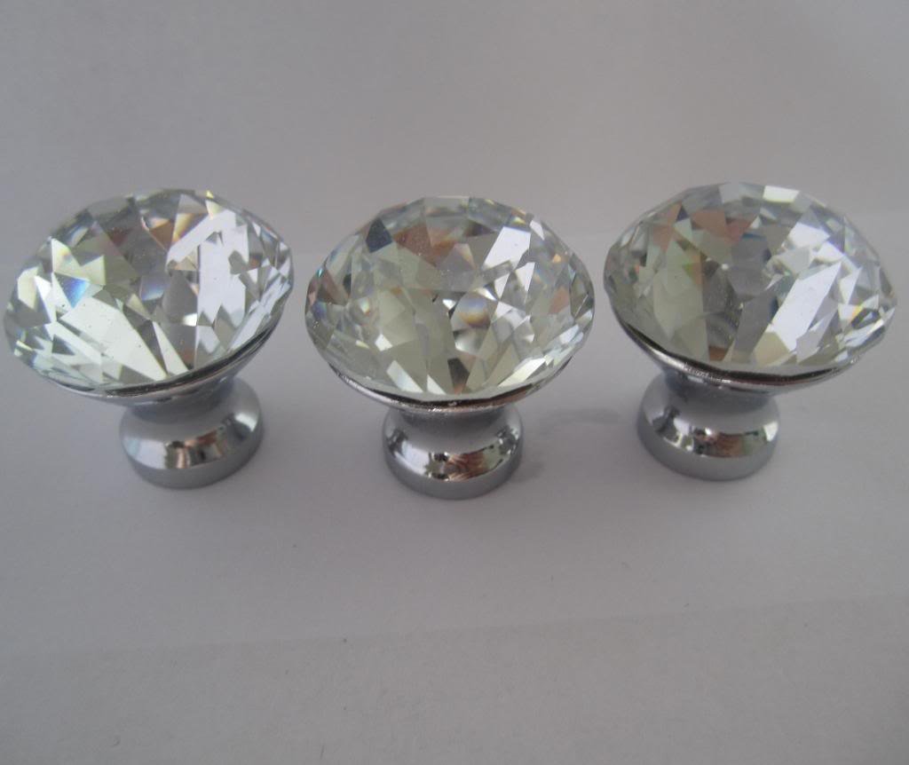 30mm Clear Crystal Glass Door Knobs - Pack of 5 | Dresser Cabinet Drawer Pull Handles for Home Furniture & DIY Projects | Perfect for Bedroom, Bathroom, Kitchen Cabinets & Wardrobe Upgrades