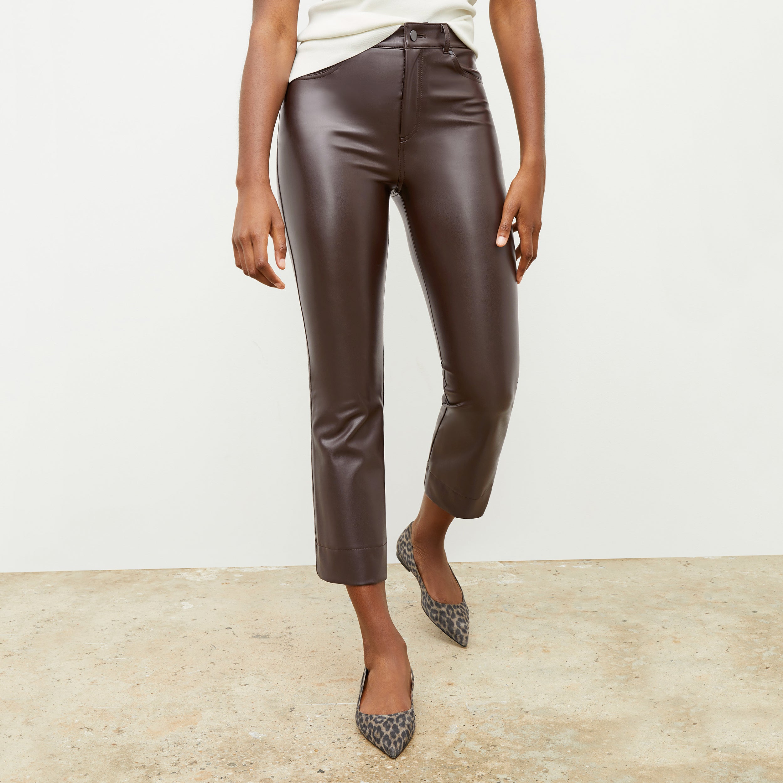 Archie Vegan Leather Pants in Brown | Stylish & Comfortable Vegan Leather Trousers for Women | Perfect for Casual Wear, Office & Night Out