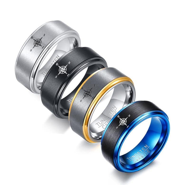 Personalized Compass Graduation Ring - Custom Engraved Tungsten Carbide Compass Direction Band - Class of 2022 Graduation Gift for Men - High School & College Graduation Jewelry - Perfect for Outdoor Adventures & Commencement Ceremonies