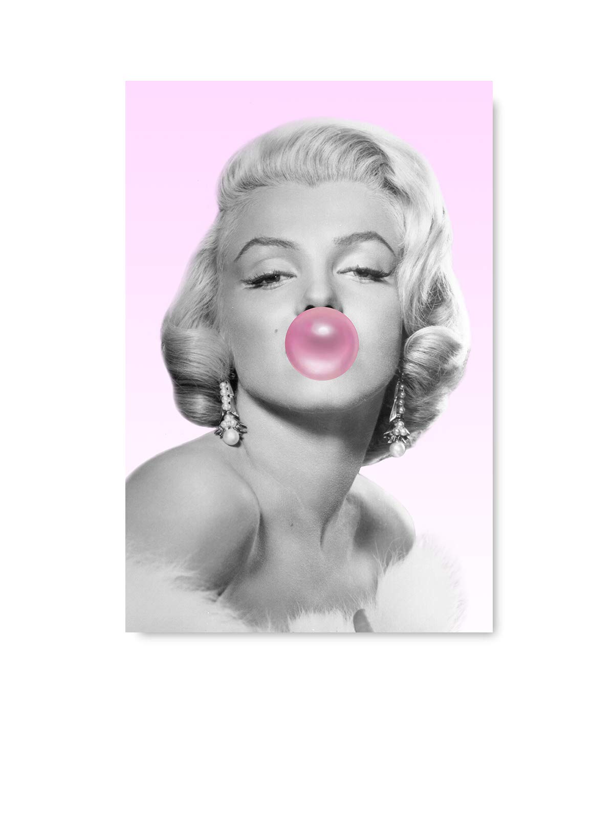 Vintage Marilyn Monroe Print Christmas Sweater for Women - Pink Bubble Gum Canvas Wall Art Poster (15