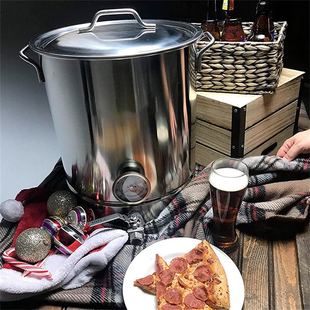 30L Stainless Steel Home Beer Brew Kettle with Thermometer - Professional Brewing Pot for Homebrew Beer Making, Perfect for Craft Beer, IPA, Lager Brewing Supplies