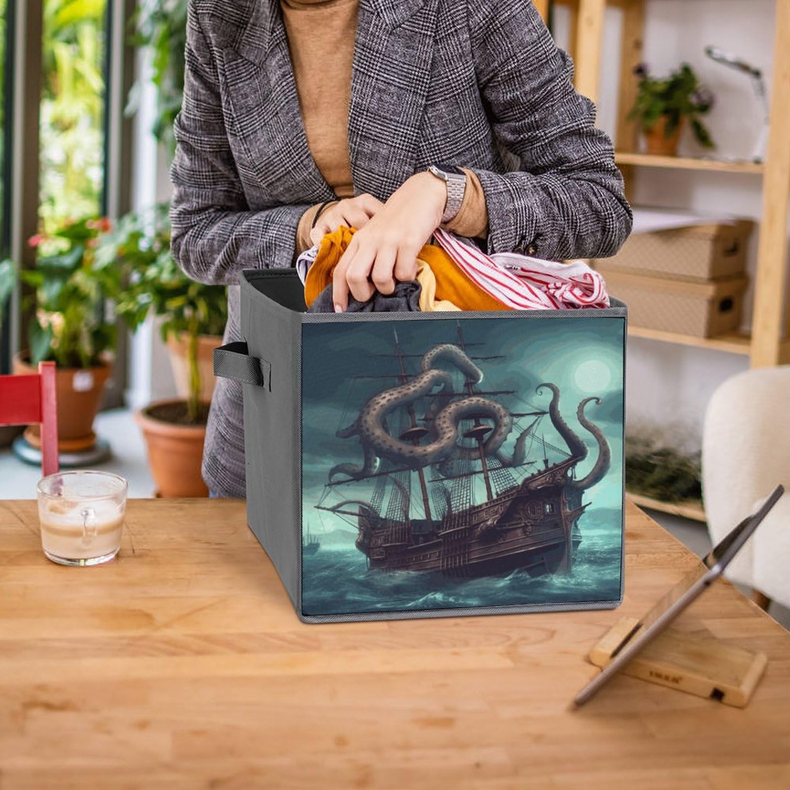 Collapsible Waterproof Storage Cube Bins with Handles - 6 Pack Organizer for Home, Closet, Office & Bedroom | Perfect for Toys, Clothes & Octopus Ship Storage