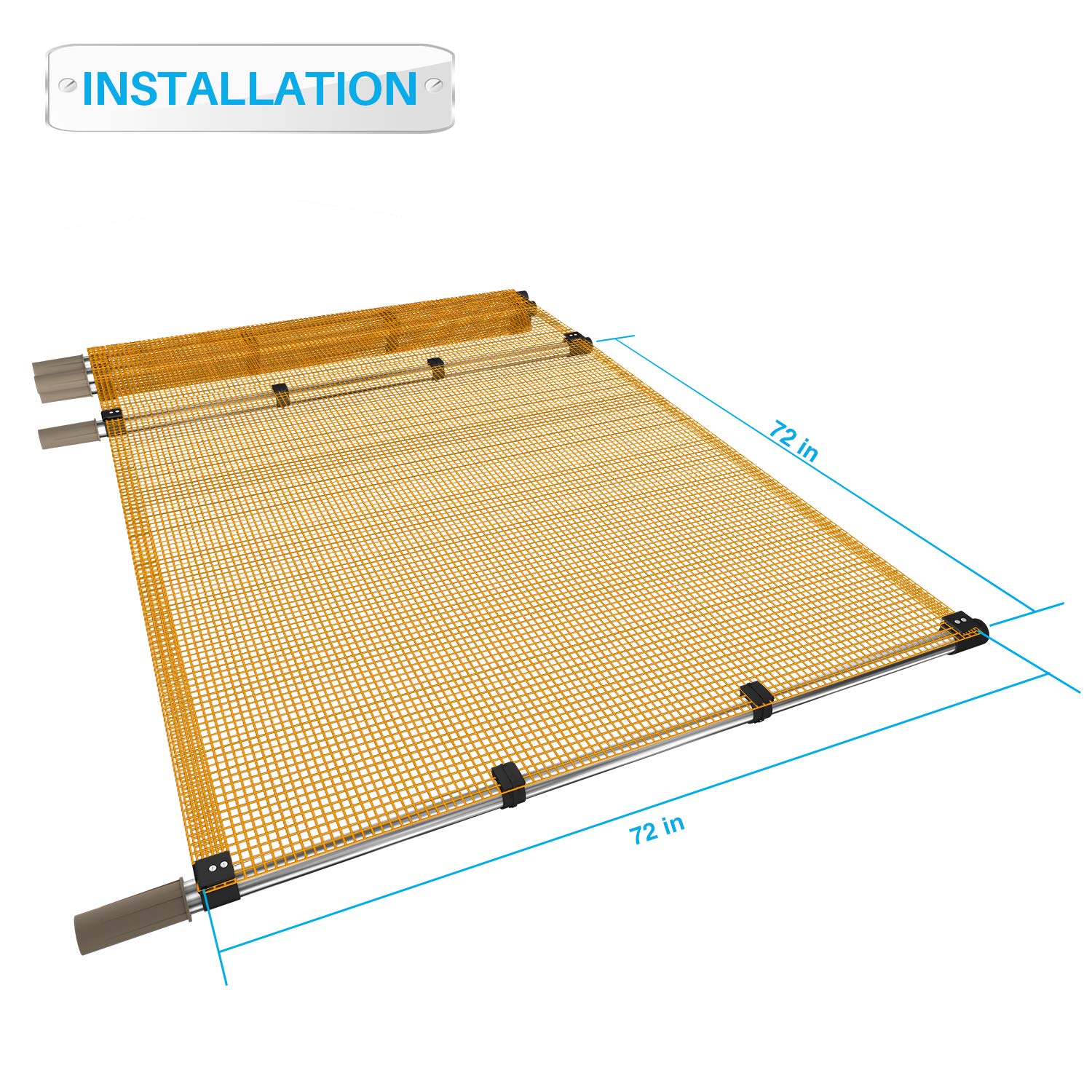 6' x 24' Orange Removable Temporary Safety Mesh Fence Netting with Poles - Patio, Backyard, Garden, Pool, Chicken & Dog Enclosure, Deer Barrier - Perfect for Outdoor Protection & Pet Safety