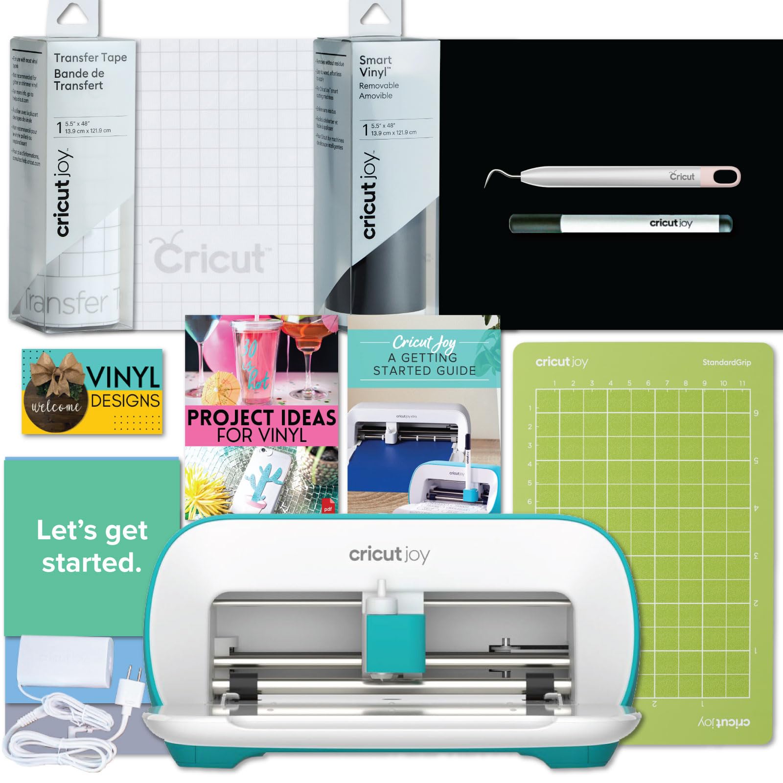Cricut Joy Cutting Machine Bundle with Smart Vinyl, Transfer Tape & Weeding Tool - Complete Starter Kit for DIY Crafts, Home Decor, Gift Making & Vinyl Projects - Perfect for Beginners & Craft Enthusiasts