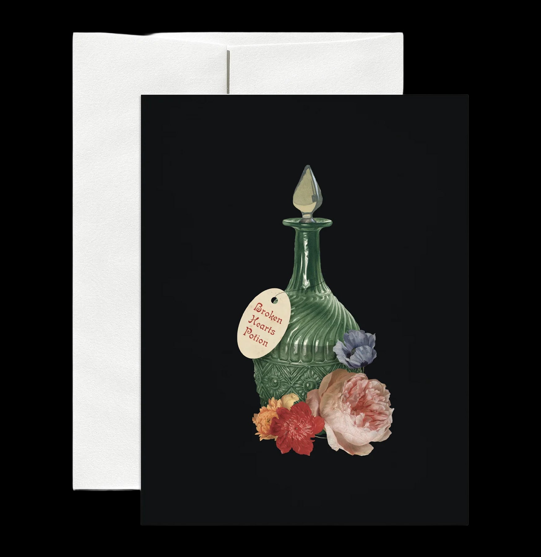 Broken Hearts Potion Greeting Card - Romantic Sympathy Card for Breakups & Heartbreak - Perfect for Valentine's Day, Anniversaries, or Comforting Friends