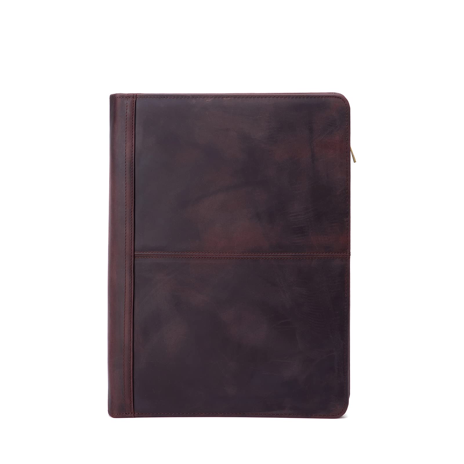 Premium Full Grain Leather Portfolio with 3-Ring Binder | Zippered A4 Notebook Holder & Laptop Sleeve | Professional Organizer for Business Meetings, Office Work & Corporate Gifts (Dark Brown) - Perfect for Executives, Students & Professionals