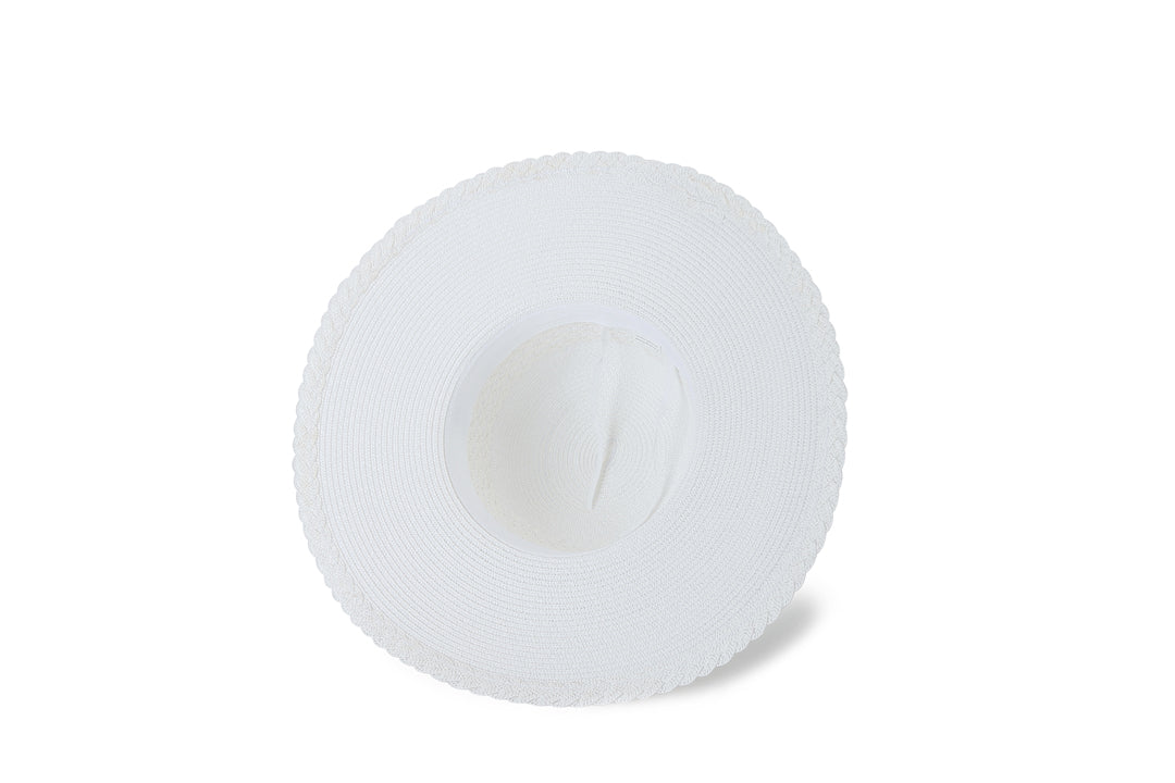 Blossom Woven White Sun Hat for Women - Summer Beach Hat with Wide Brim, UPF 50+ Sun Protection - Perfect for Beach Vacations, Garden Parties, and Outdoor Activities
