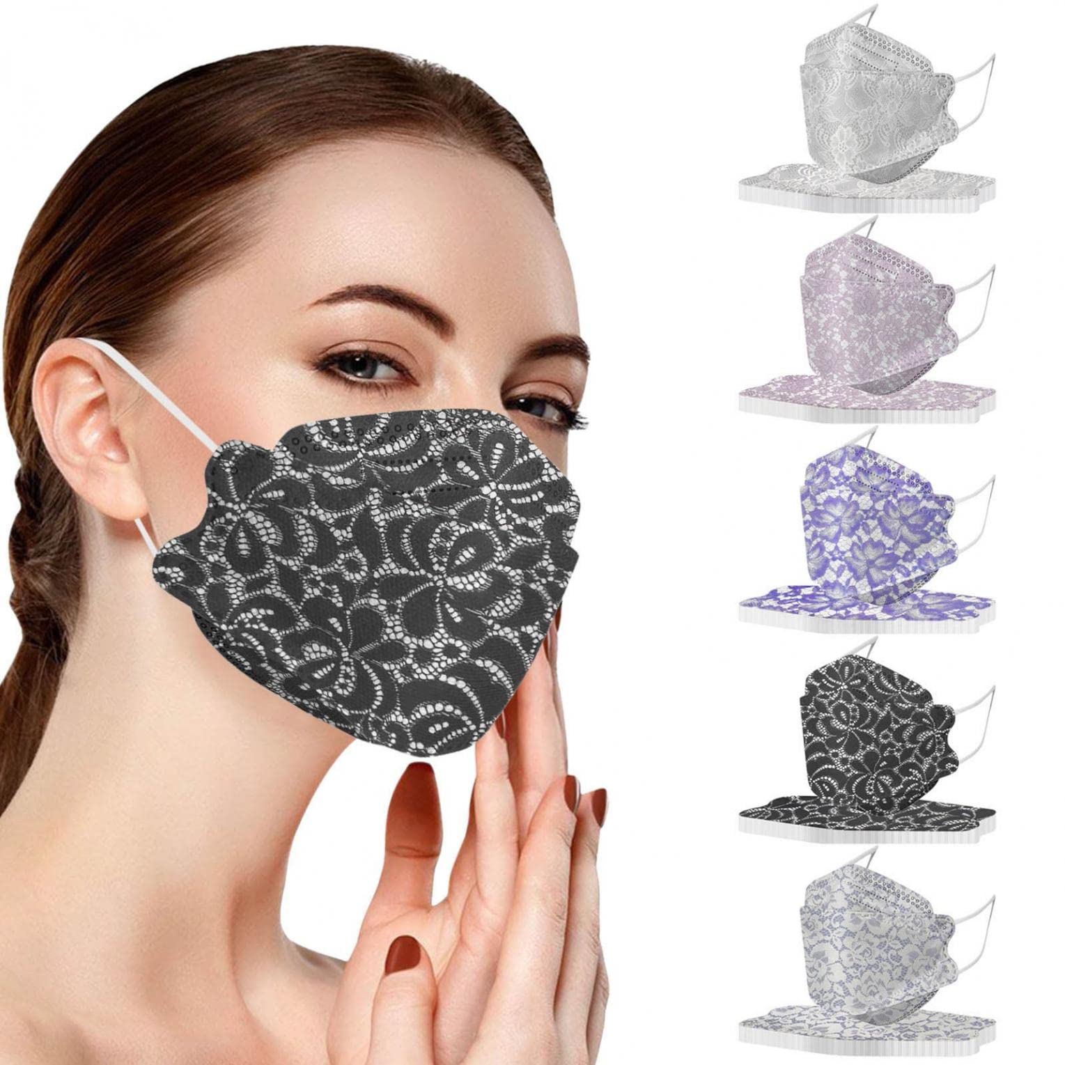 Harpily 50PCS KF94 Face Masks for Adults - Disposable Floral Print 4-Ply Fish Style Masks with Nose Wire - Breathable & Comfortable for Women & Men - Perfect for Daily Use, Travel, and Outdoor Activities