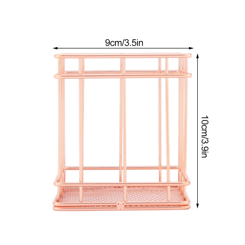 Rose Gold Iron Storage Basket - Small Makeup Organizer & Desktop Decor Box (10x9cm) - Perfect for Jewelry, Office Supplies & Bathroom Essentials