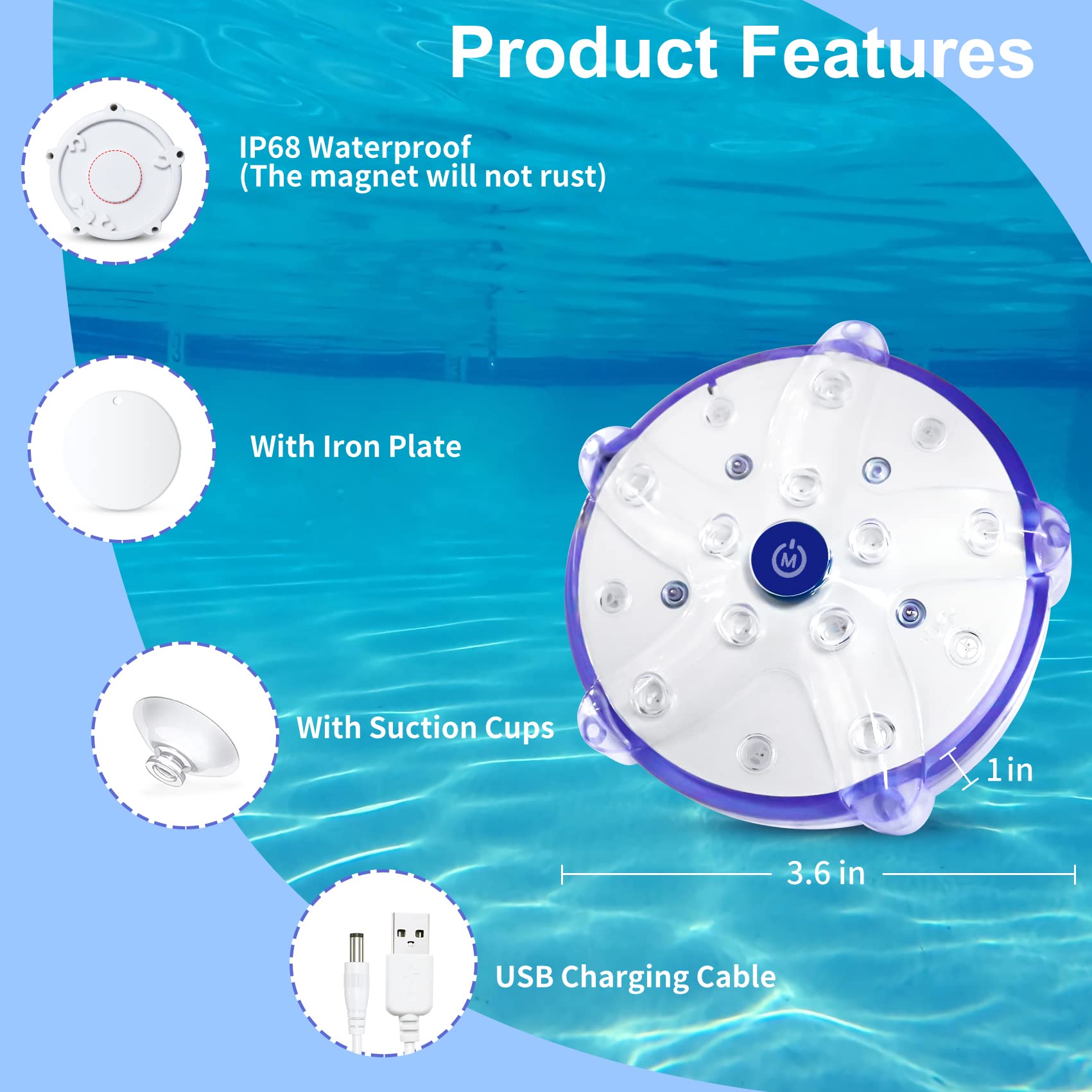 DeeprBetter Rechargeable Floating Pool Lights - Waterproof Color Changing LED Submersible Lights for Inground/Above Ground Pools, Hot Tubs & Spas - Perfect for Night Swimming, Backyard Parties & Relaxing Baths