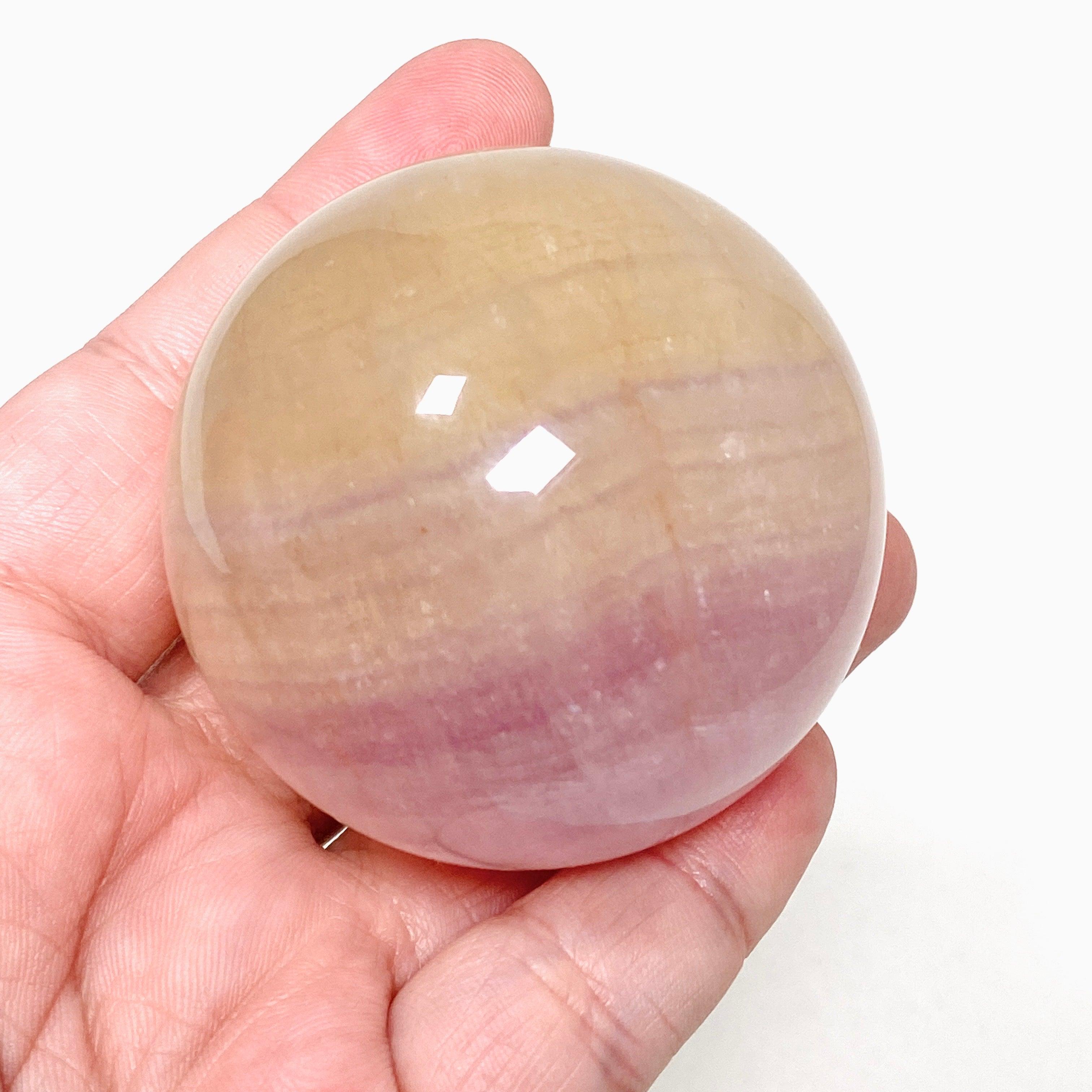 Natural Pink and Yellow Fluorite Crystal Sphere - 12