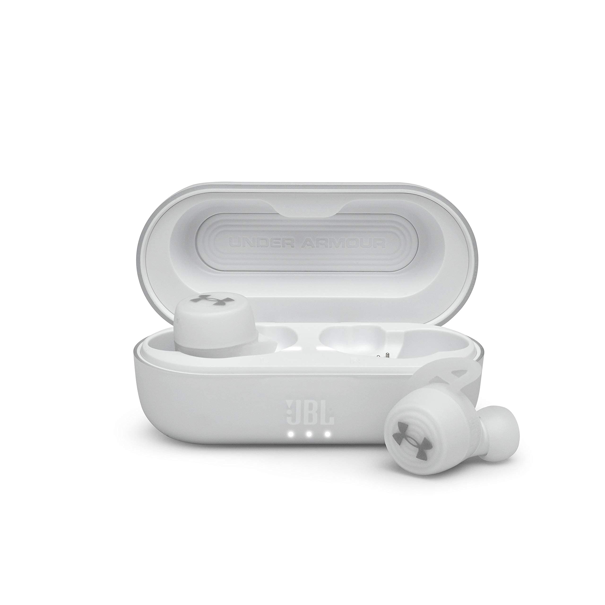JBL Under Armour True Wireless Streat Sport Earbuds - Ultra-Compact Bluetooth Headphones for Running & Gym, Sweatproof & Secure Fit, White (Renewed) | Perfect for Workouts, Commuting & Outdoor Activities
