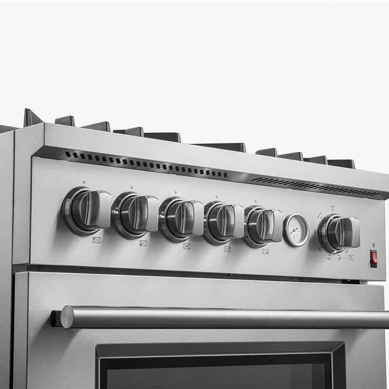 **Forno Giovanni 30 Inch Stainless Steel Gas Range - 5 Burner Convection Oven with Temperature Gauge (Model FFSGS6274) - Perfect for Home Kitchens & Professional Chefs**
