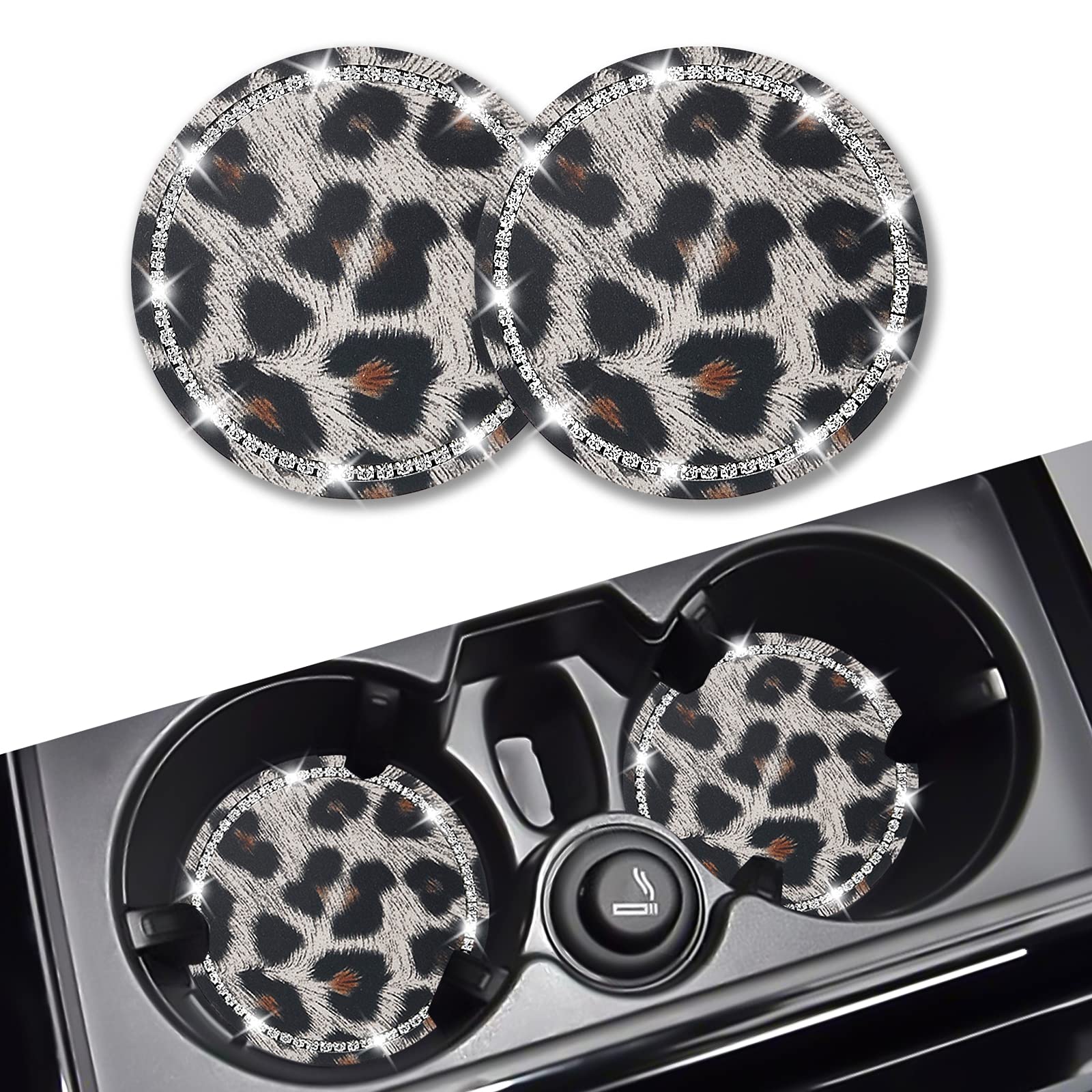 Senose Bling Diamond Car Coasters for Cup Holders - 2.75