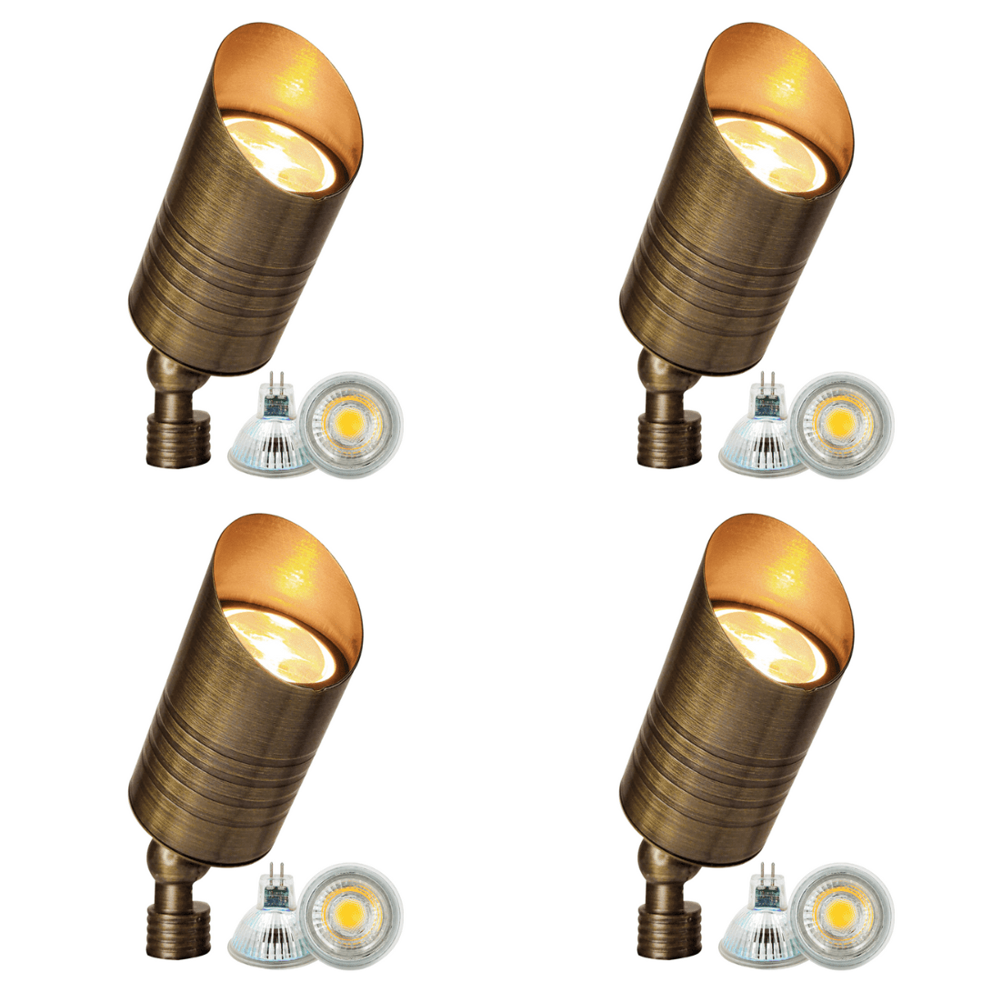 SPB09 4x/8x/12x Pack Low Voltage LED Outdoor Landscape Spotlight - 5W 3000K Warm White Bulbs for Garden, Pathway, and Tree Lighting