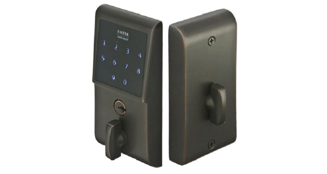 Emtek E3020 EMTouch Electronic Keypad Deadbolt - Brass Modern Collection, Oil Rubbed Bronze Finish - Smart Keyless Entry for Home Security & Modern Doors