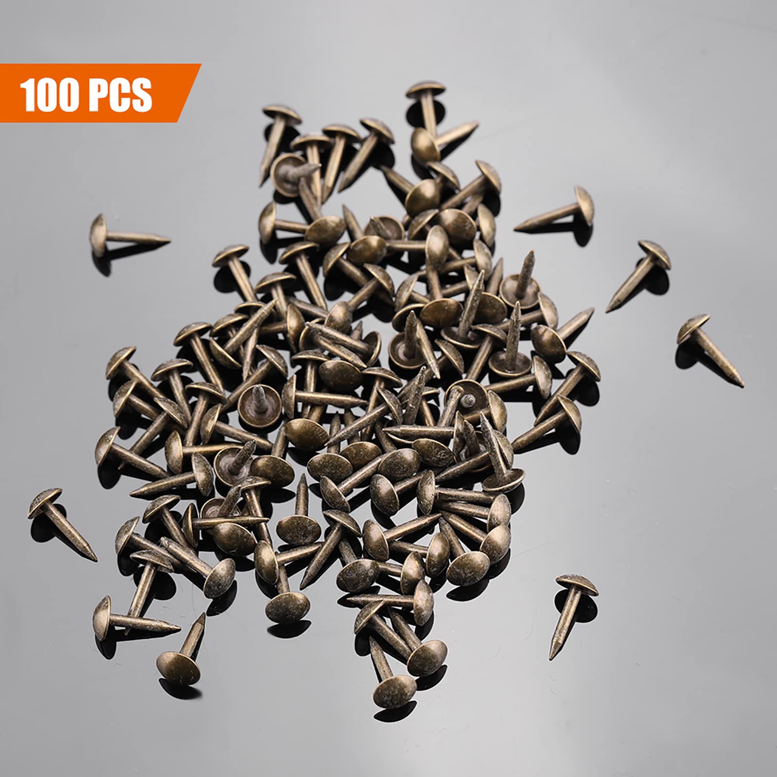 AYNEFY 100Pcs Round Domed Upholstery Nails - 6x12mm Thickened Iron Tacks for Furniture, Sofa, Headboard & Wood Door Repair - Decorative Push Pins for DIY Upholstery Projects & Home Improvement