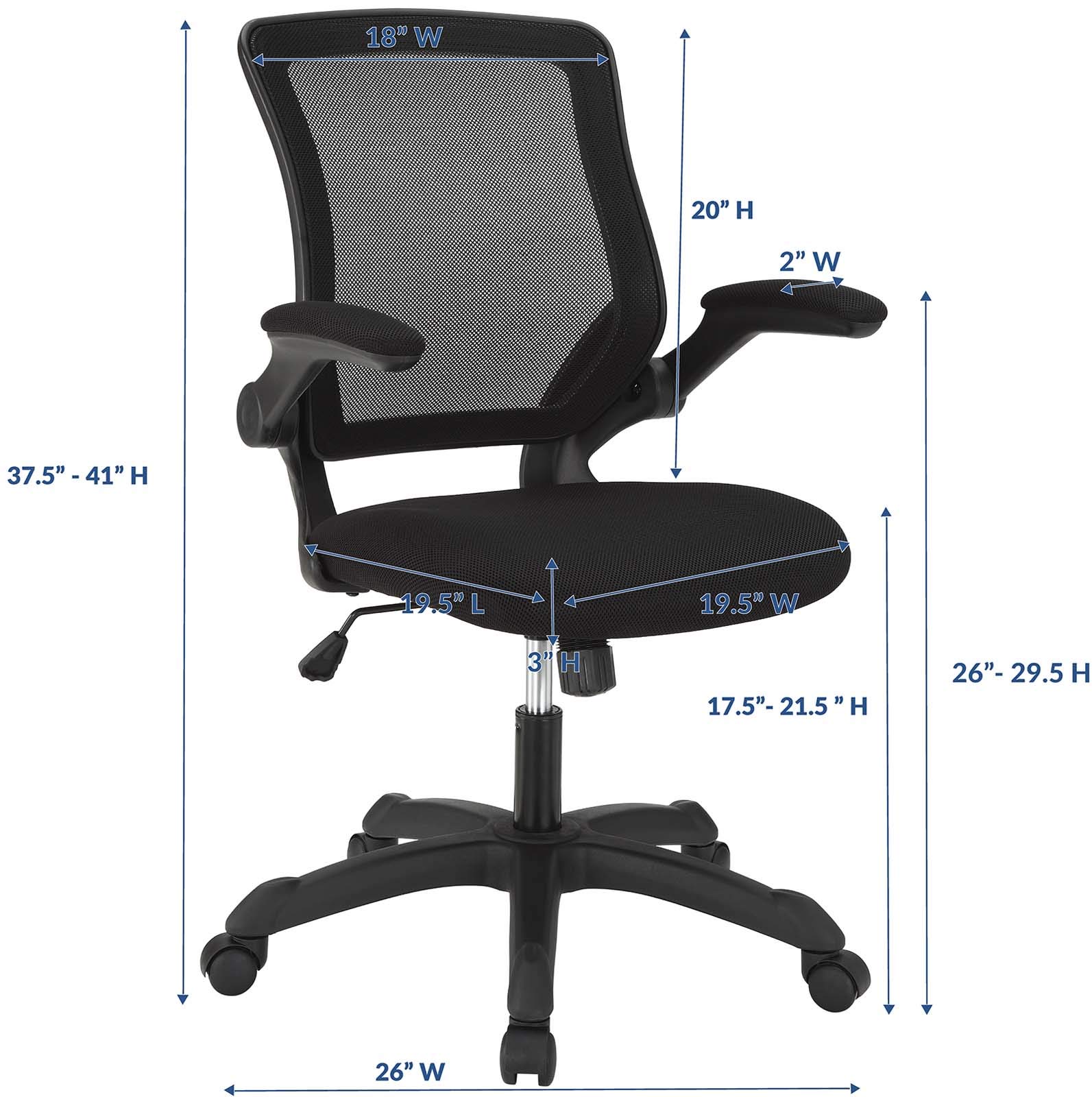 Modway Veer Ergonomic Office Chair & Drafting Chair Set - Adjustable Height, Swivel, Black - Perfect for Home Office, Gaming & Workspace