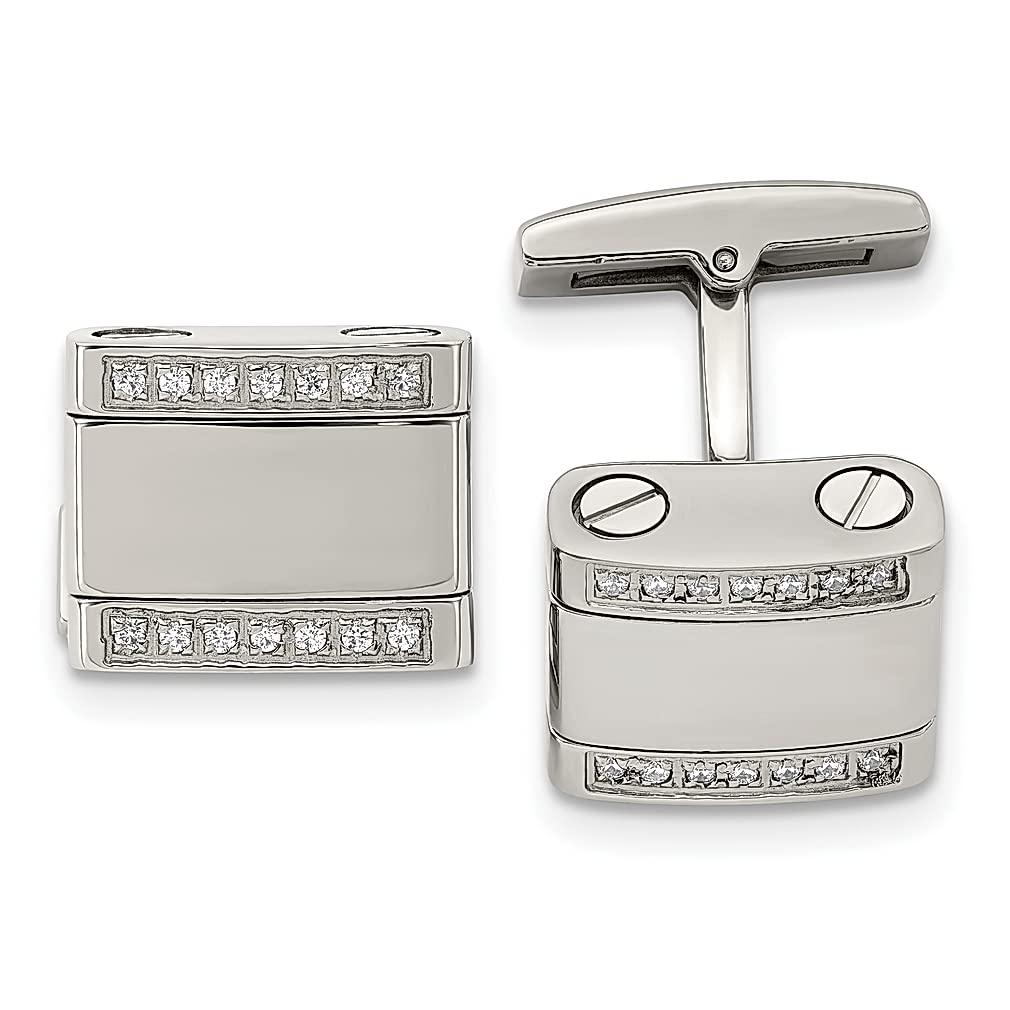 ICE CARATS Stainless Steel Cubic Zirconia CZ Round & Square Cufflinks Set - Elegant Collar Stays for Women | Perfect Gift for Her | Ideal for Weddings, Business Attire & Formal Occasions
