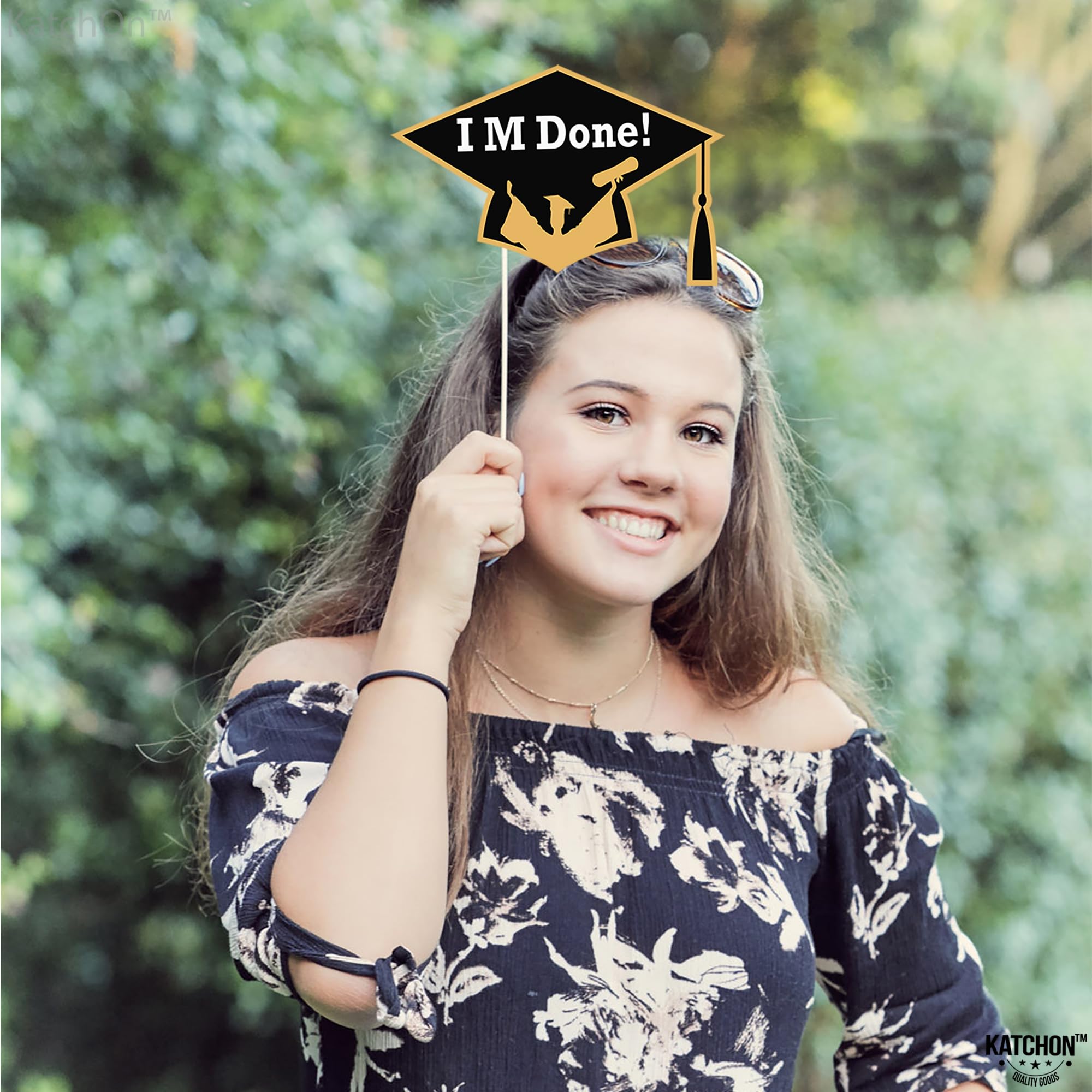 KatchOn 2025 Graduation Photo Booth Props - 21-Piece Black & Gold Decor Set for Class of 2025 | Graduation Party Decorations, Picture Backdrops & Celebration Supplies | Perfect for Graduation Parties, School Events & Photo Sessions