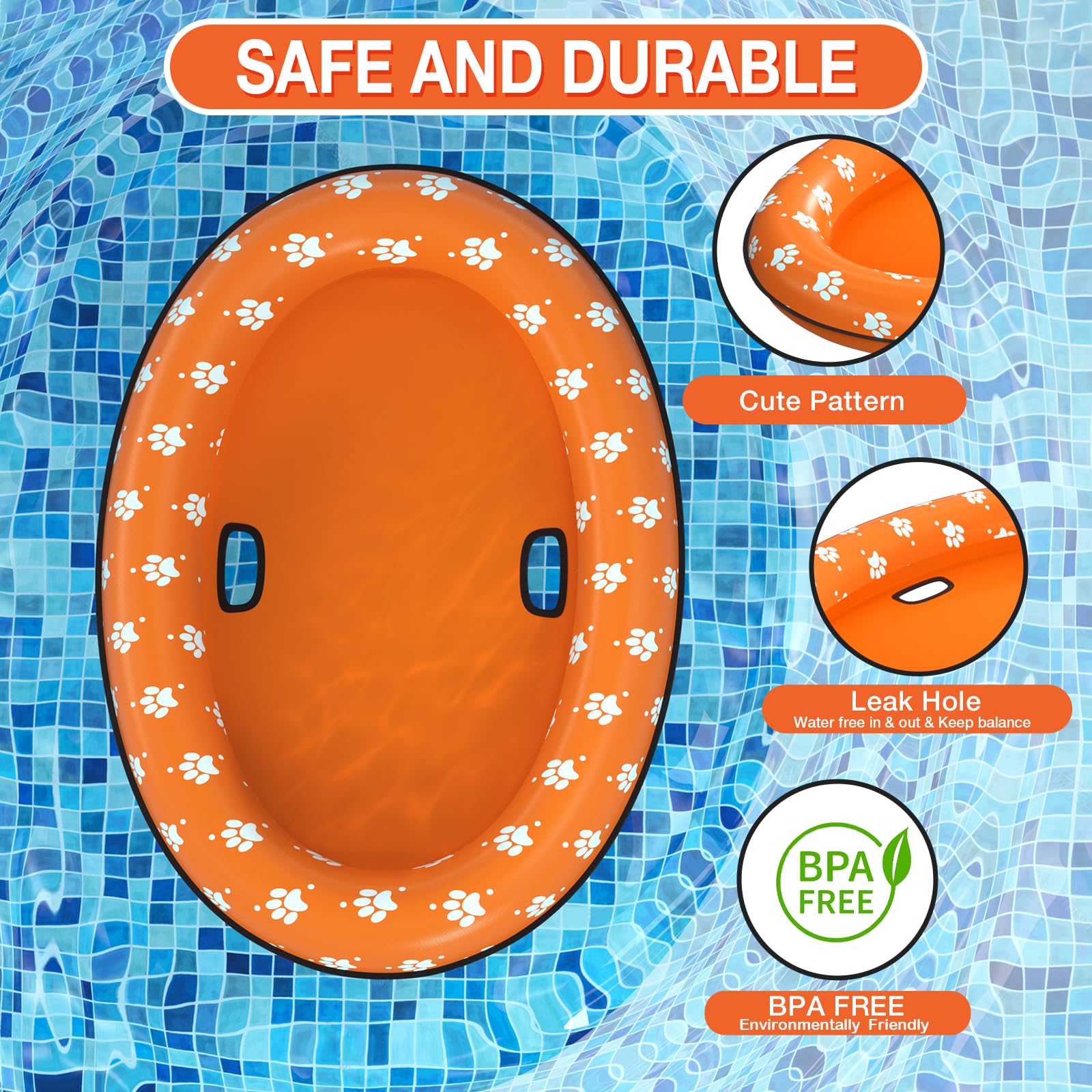 Inflatable Dog Float Raft for Swimming - Soft & Comfortable Pet Life Jacket for Small Dogs, Orange - Perfect for Pool, Beach & Summer Water Activities
