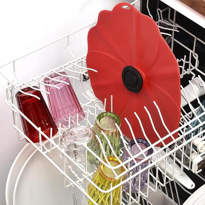 Charles Viancin Poppy Silicone Lids - Reusable Food Covers for Bowls, Jars & Containers - BPA-Free Stretchable Kitchen Lids - Perfect for Food Storage, Meal Prep & Leftovers