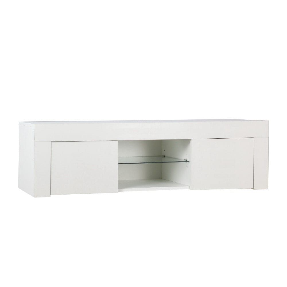 Artiss 130cm White Angus LED TV Stand Entertainment Unit - Modern TV Cabinet for Living Room, Bedroom & Home Theater Setup