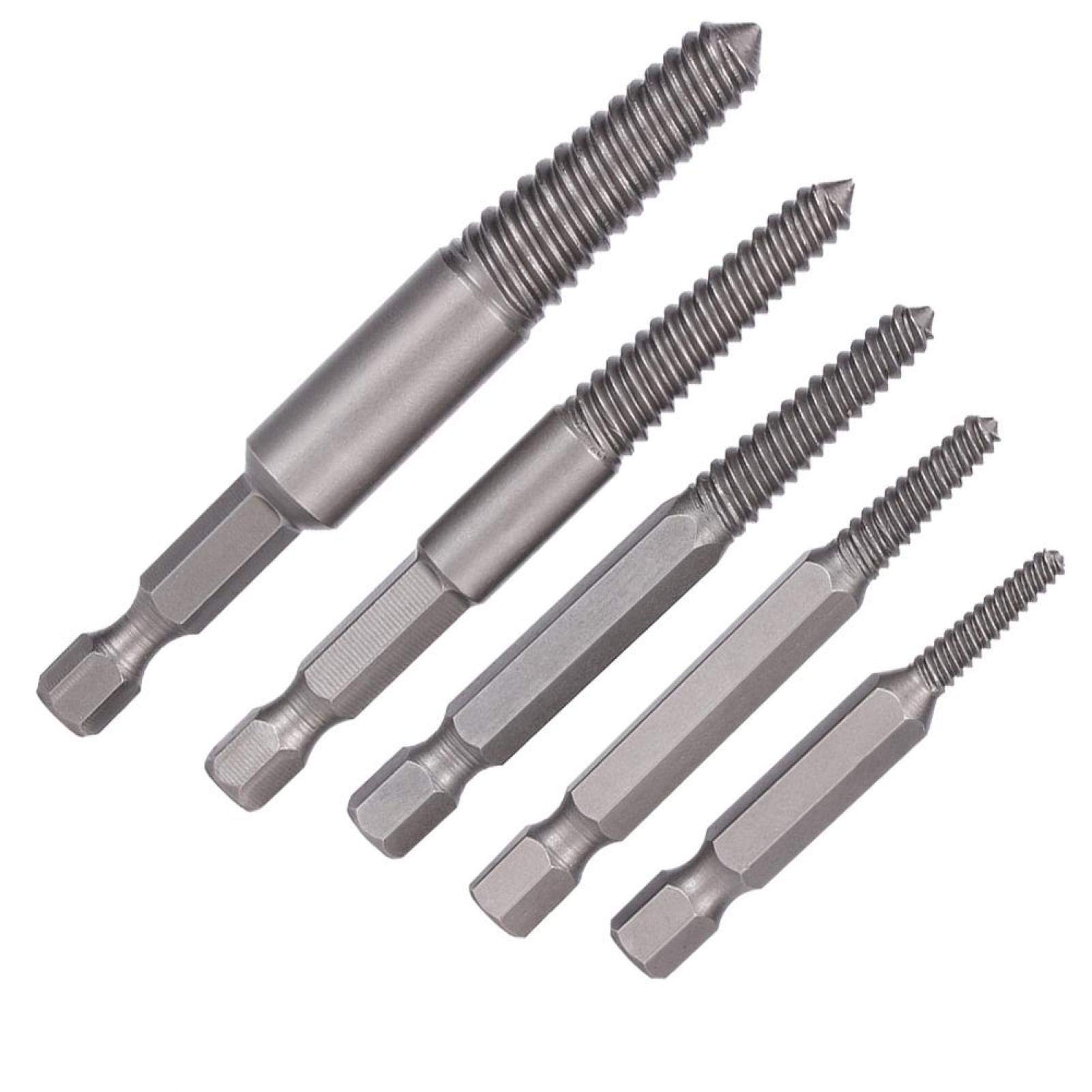 EVTSCAN 5-Piece Broken Screw Extractor Set - Hex Shank Fine Teeth Damaged Bolt Remover Tool Kit for Easy Out | DIY Home Repair, Automotive Maintenance & Metalworking Projects