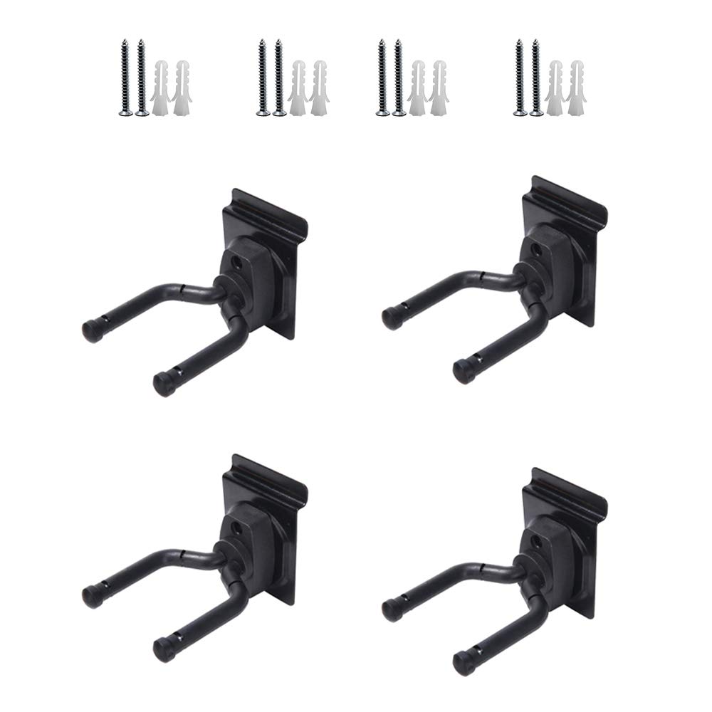 Adjustable Guitar Wall Mount Hanger - 4 Pack Slatwall Hook Stand for Guitar & Bass Display - Perfect for Music Stores, Bedrooms, Playrooms, Bars & Rehearsal Spaces - Secure Instrument Storage & Stylish Home Decor