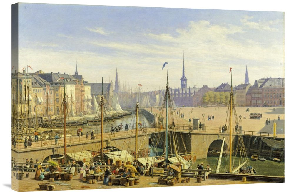 Martinus Rorbye A View of Copenhagen Canvas Wall Art Print - Gallery Wrapped Giclee Reproduction - Ready to Hang Home Decor for Living Room, Bedroom & Office