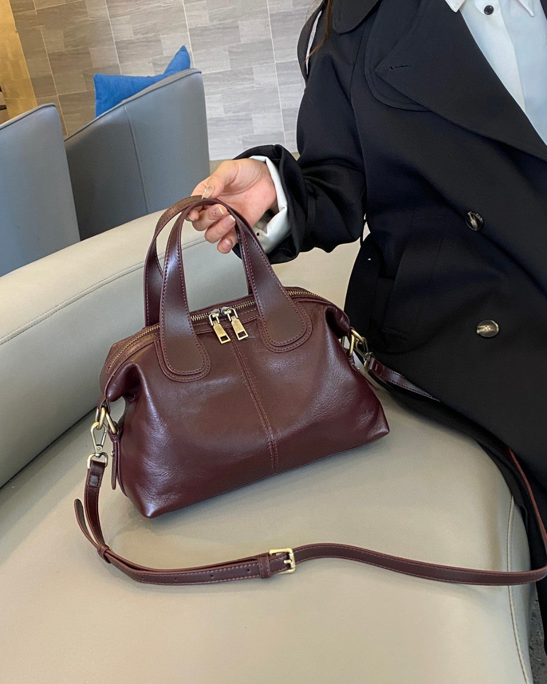Stylish Genuine Leather Tote Bag for Women - Professional Work Bag with Multiple Pockets - Perfect for Office, Business Meetings & Daily Commute