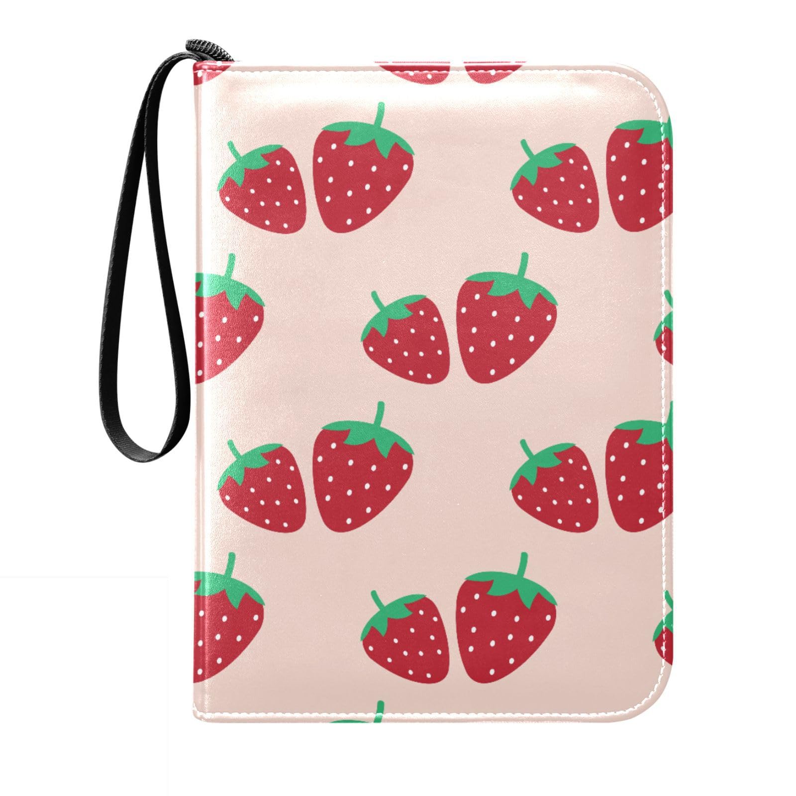 Strawberry Fruit Trading Card Binder - 400 Pocket 3-Ring Album with 50 Removable Pages for TCG, Pokemon, MTG & Sports Cards | Perfect for Collectors, Gamers & Card Trading Events