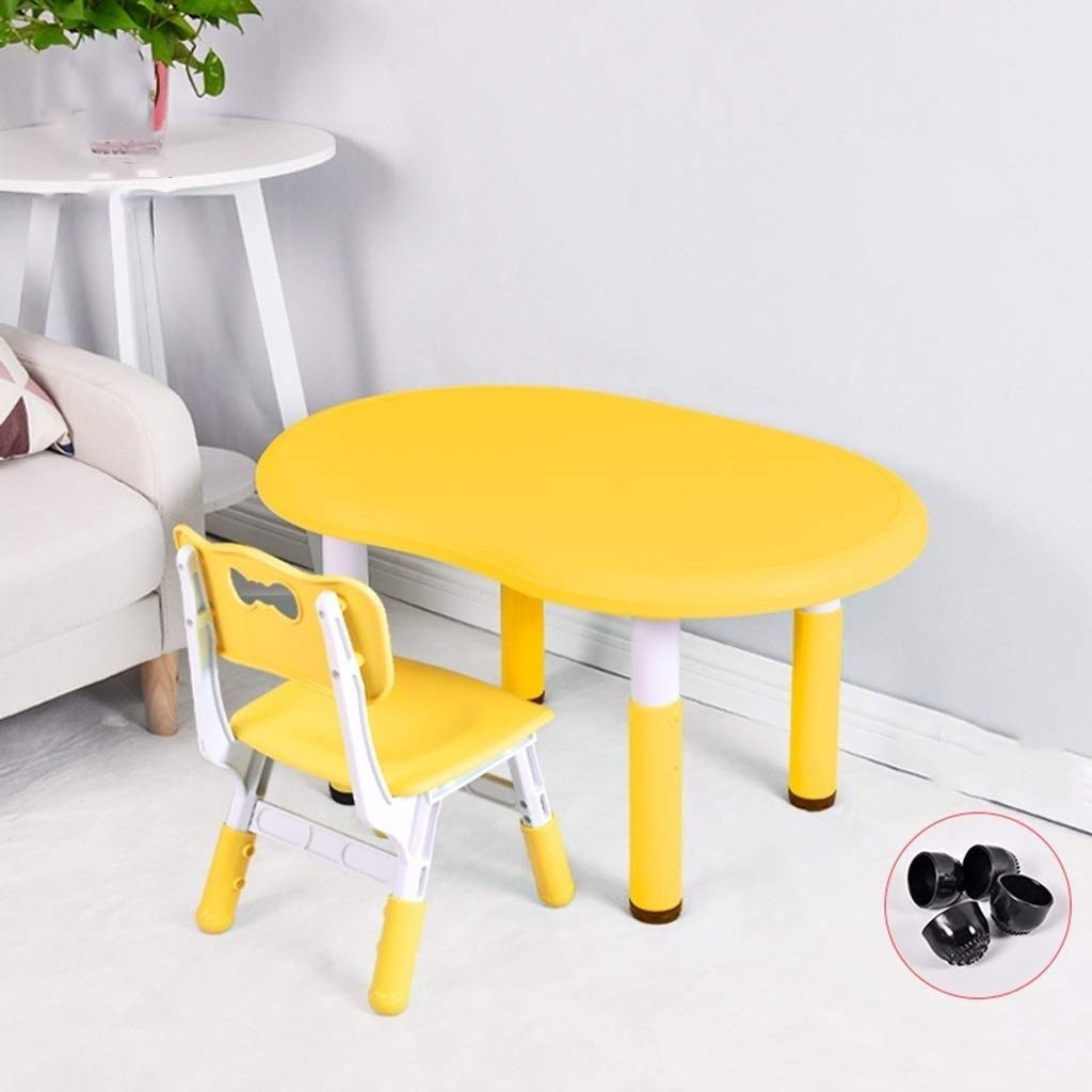 HIZLJJ Kids Study Desk and Chair Set - Adjustable Height Children's Activity Table with Storage, Non-Toxic PP Material for Home & Classroom (Yellow) - Perfect for Preschool Learning, Arts & Crafts, and Playtime Activities
