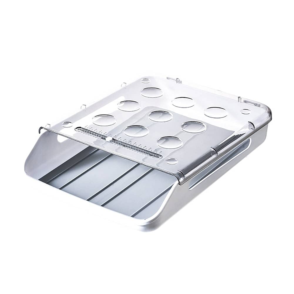Stackable Shatterproof Egg Storage Container with Silicone Buffer - Transparent Drawer Design for Refrigerator (Grey) - Perfect for Kitchen Organization & Fresh Egg Preservation