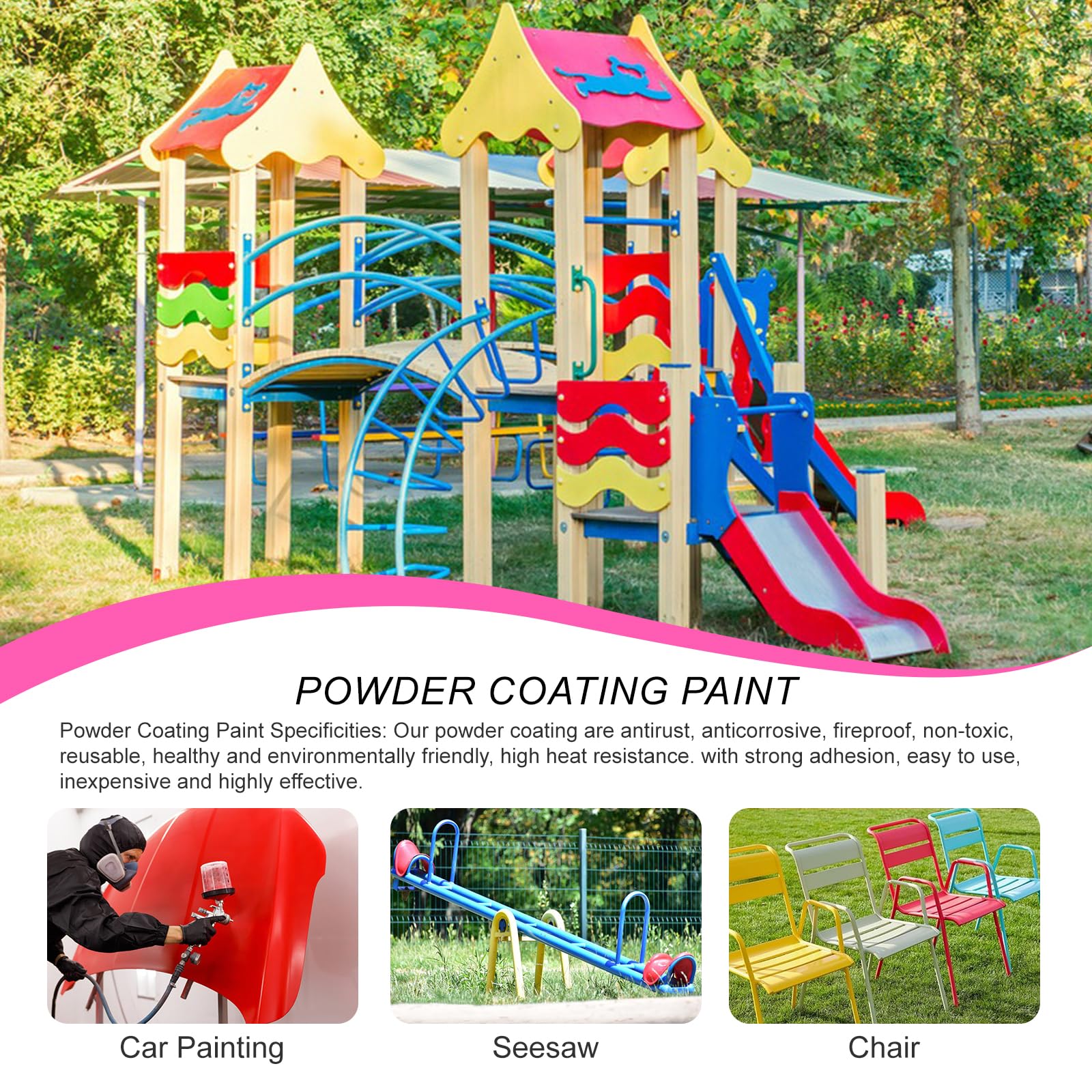 Premium Powder Coating Paint for Metal Surfaces - 16oz Heat-Resistant Red Powder Paint for Cars, Steel Structures & DIY Projects | Durable Finish for Factories, Playground Equipment & Garden Decor