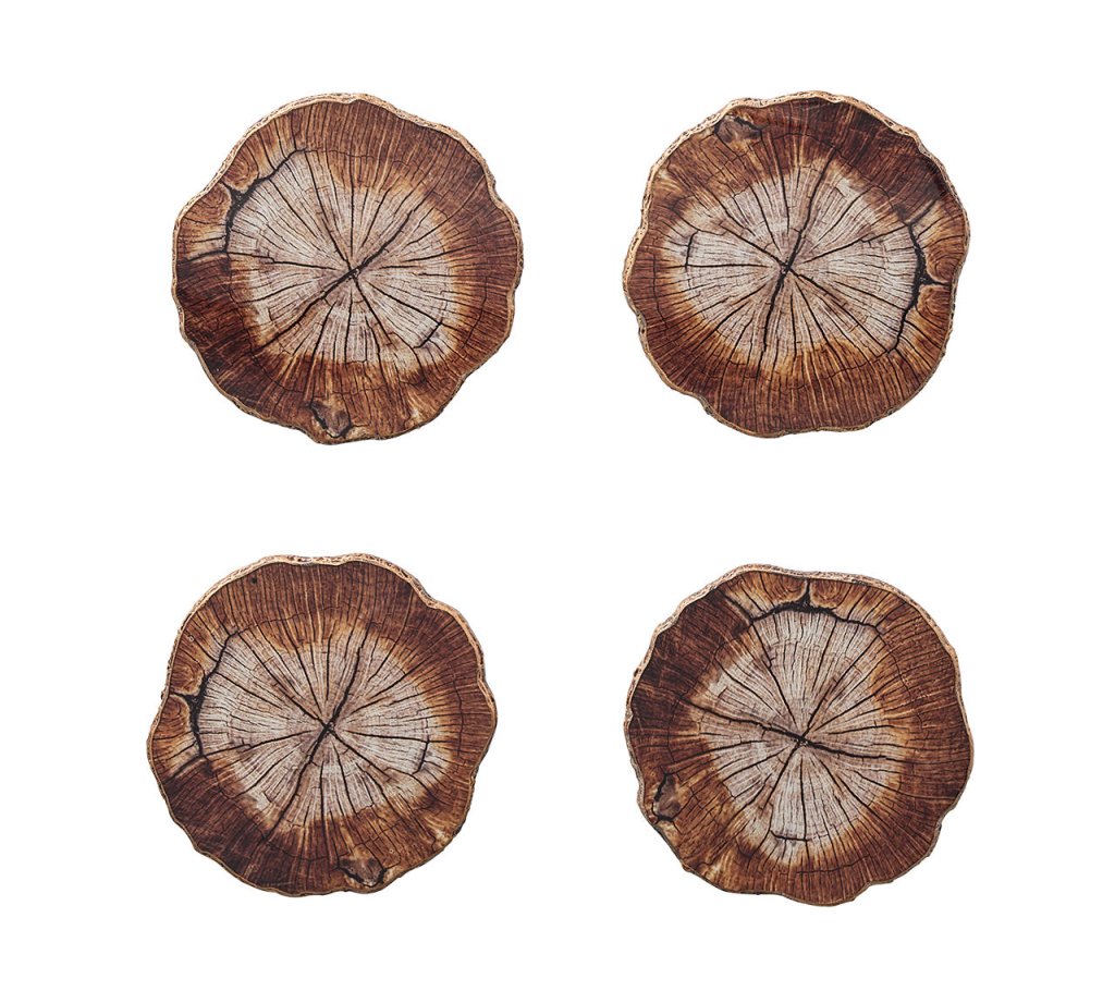 Premium Brown Cedar Coasters Set of 4 - Natural Wood Drink Coasters with Gift Box - Perfect for Home Bar, Coffee Table, and Housewarming Gifts