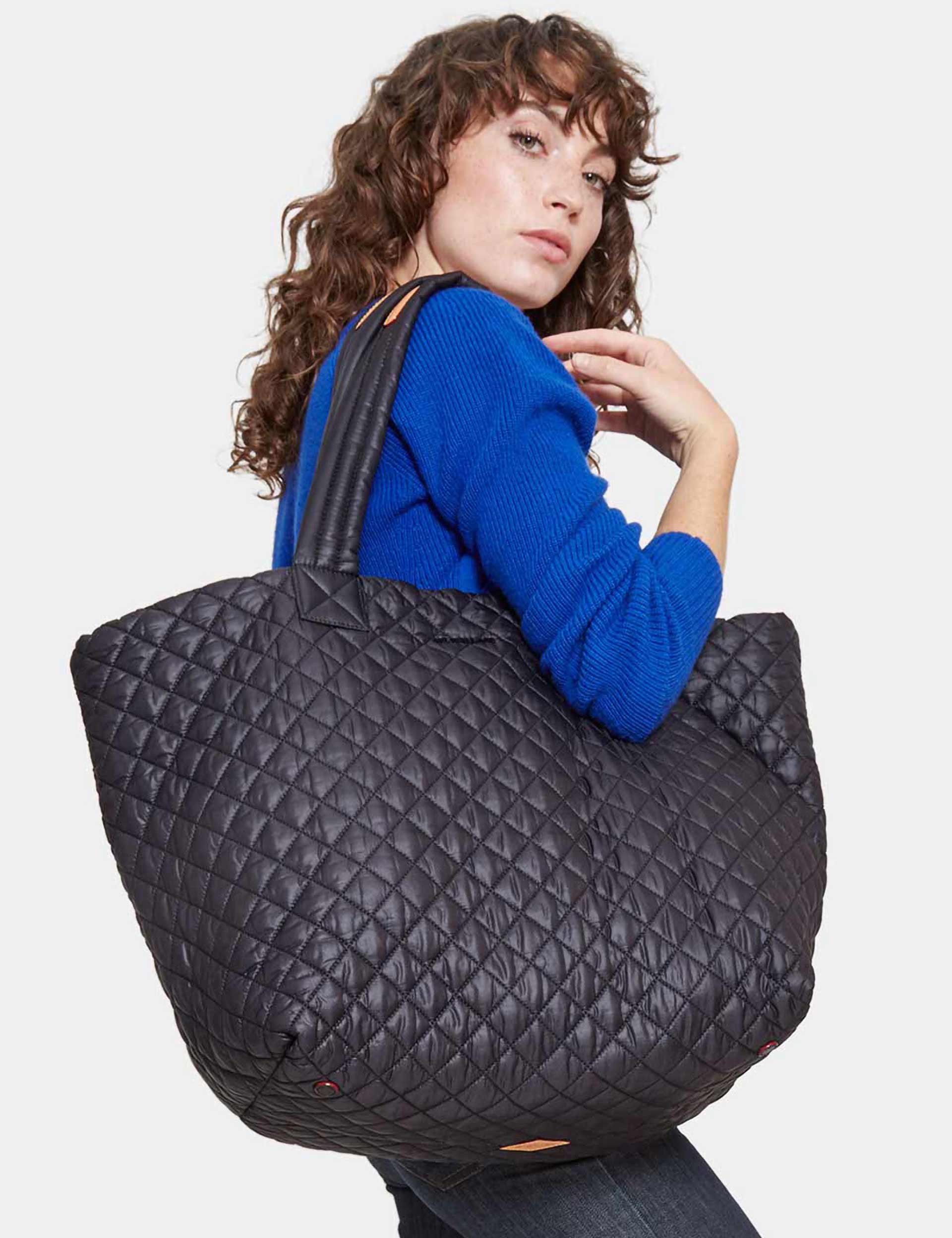 Large Metro Tote Bag - Stylish Black Shopping Tote for Women - Perfect for Work, Travel & Grocery Shopping