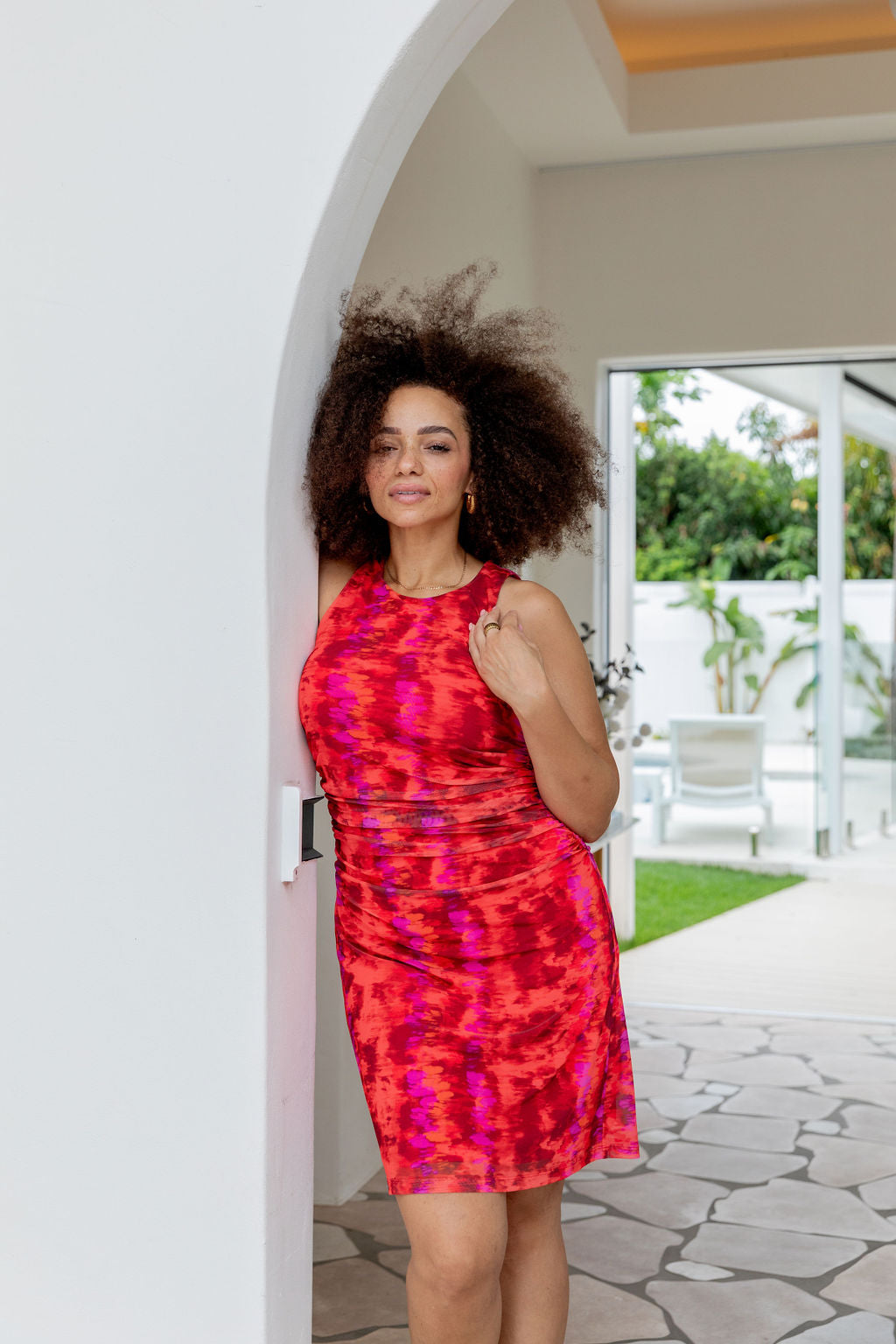 Teagan Adire Mesh Party Dress for Women - Elegant Red Lace Cocktail Dress for Evening Events, Date Nights & Special Occasions