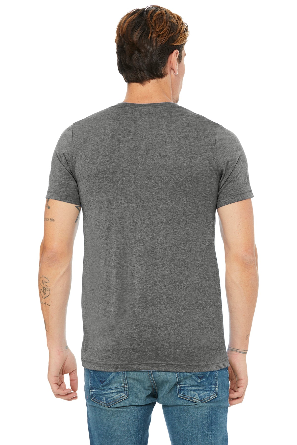 Bella Canvas Unisex Triblend V-Neck T-Shirt - Soft Tri-Blend Fabric, Comfort Fit, Light Grey - Perfect for Casual Wear, Layering & Everyday Outfits