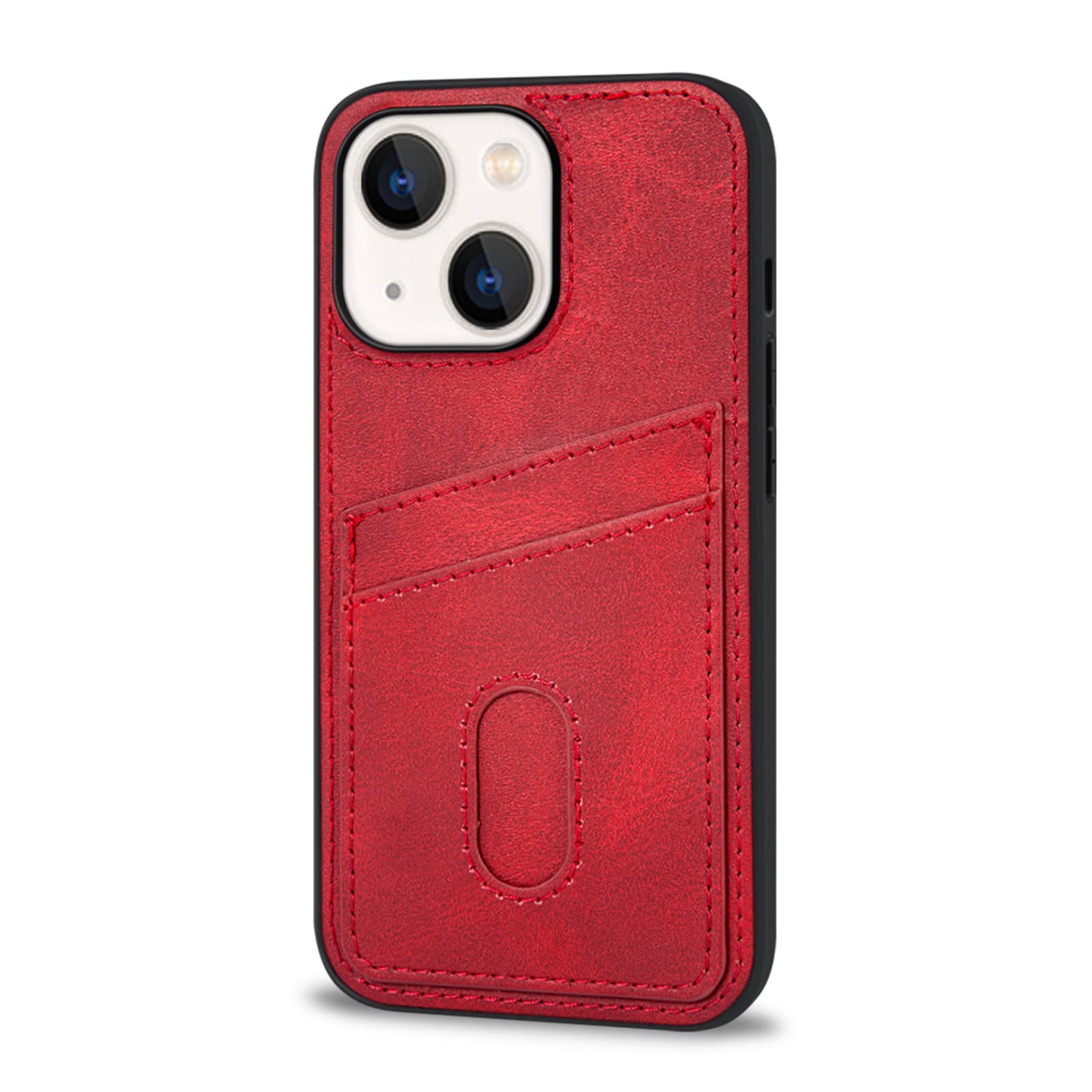 JabraOn Slim Fit Premium Leather Wallet Case for iPhone 14/14 Plus/14 Pro/14 Pro Max - Shockproof Protective Phone Cover with Card Holder (Red) - Perfect for Everyday Use, Travel & Business Professionals