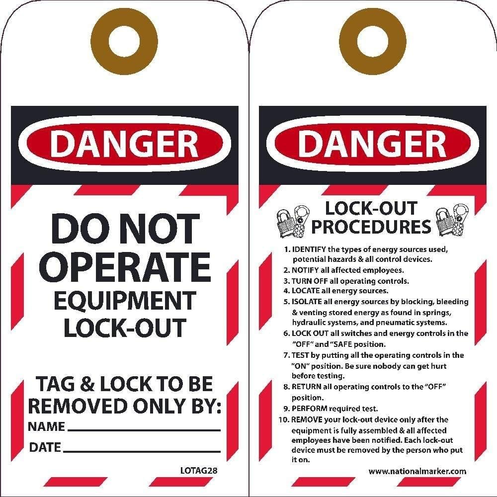 LOTAG28 Danger Lockout Tags - 10 Pack | OSHA Compliant Safety Tags for Equipment & Machinery | Perfect for Industrial, Construction & Warehouse Use