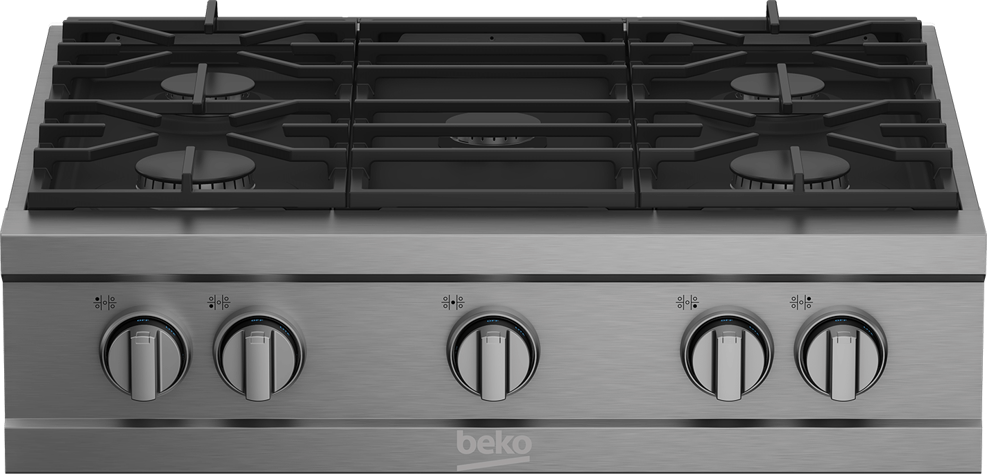 Beko PRGRT30500SS 30-Inch Stainless Steel Built-In Gas Range Top - Professional Style for Home Kitchen Cooking, Baking & Entertaining