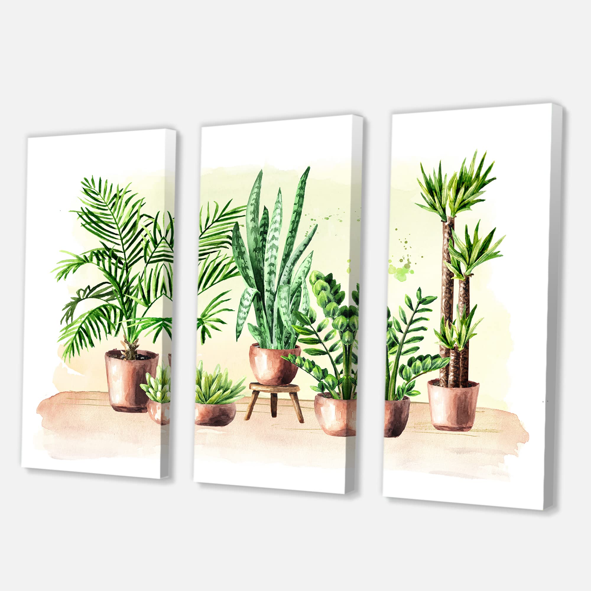 Indoor Green Home House Plants | Traditional Canvas Wall Art Decor for Living Room, Bedroom & Office | Perfect for Home & Office Decor