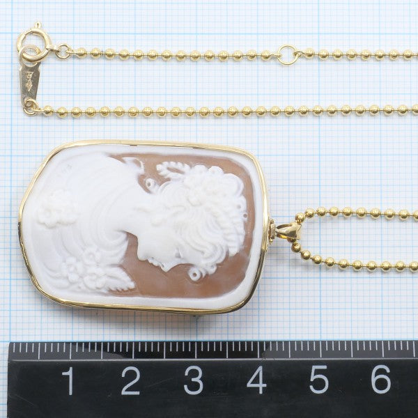 18K Yellow Gold Shell Cameo 2-Way Convertible Necklace & Brooch - Vintage Jewelry for Women, Elegant Gift for Brides, Anniversaries & Special Occasions