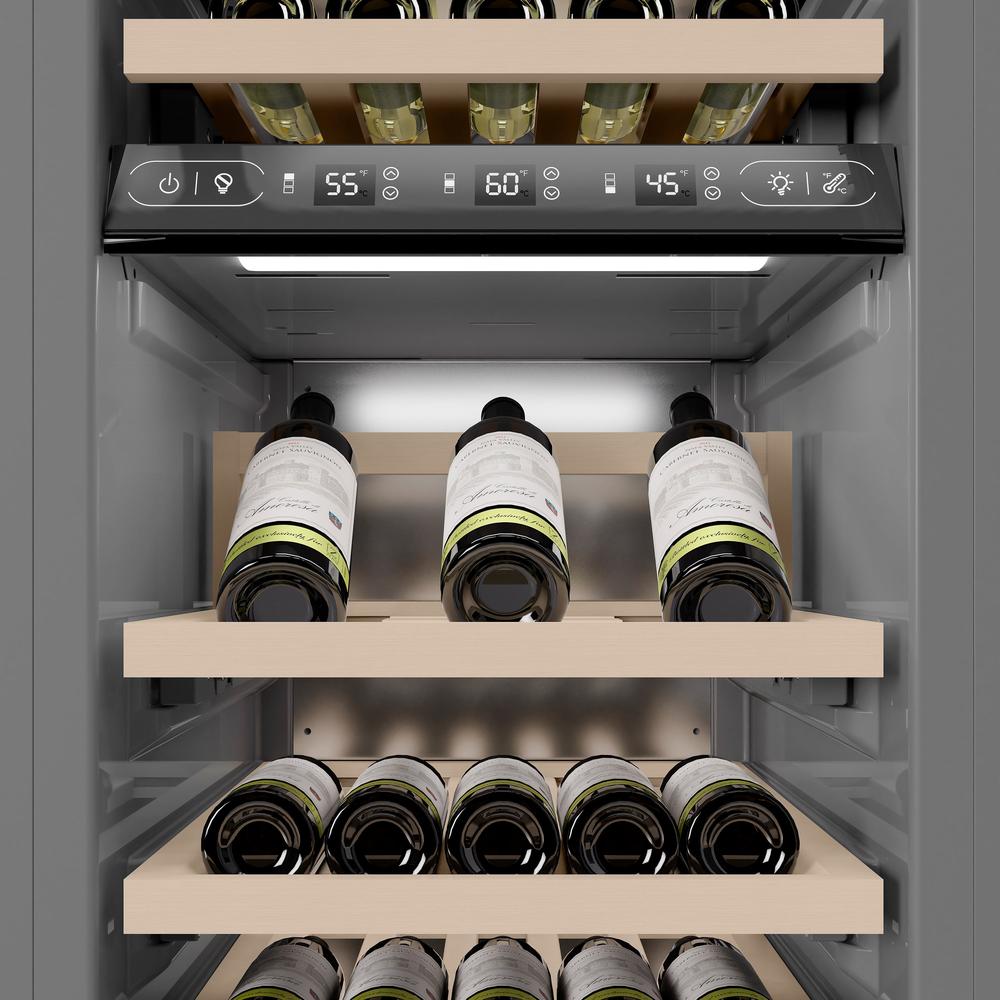 ZLINE 18 Inch 9.0 Cubic Feet Triple Zone 68 Bottle Panel Ready Right Hinge Column Wine Cooler (RBCWVR 18) - Perfect for Home Bars, Wine Cellars, and Entertaining Spaces