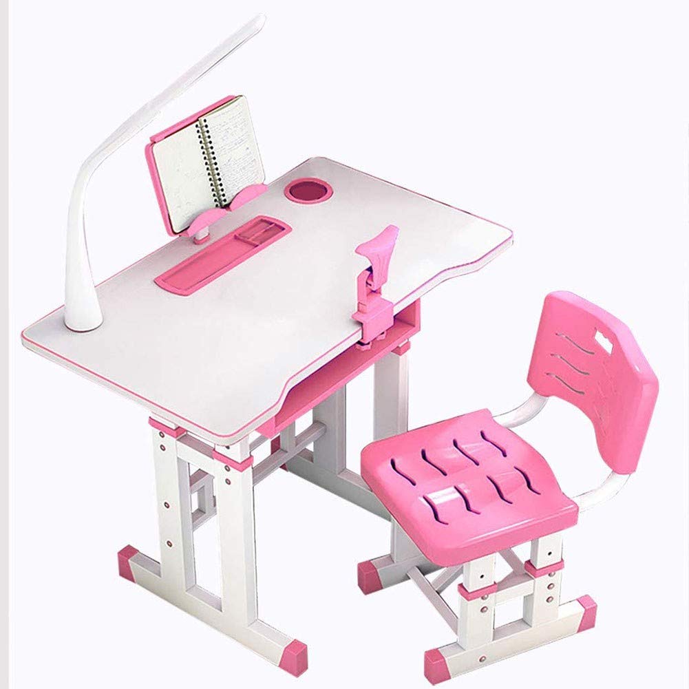 Adjustable Kids Study Desk and Chair Set with Storage Drawer - Ergonomic Student Writing Desk for Bedroom, School, Homework (80CM, Pink) - Perfect for Online Learning, Homeschooling & Small Spaces