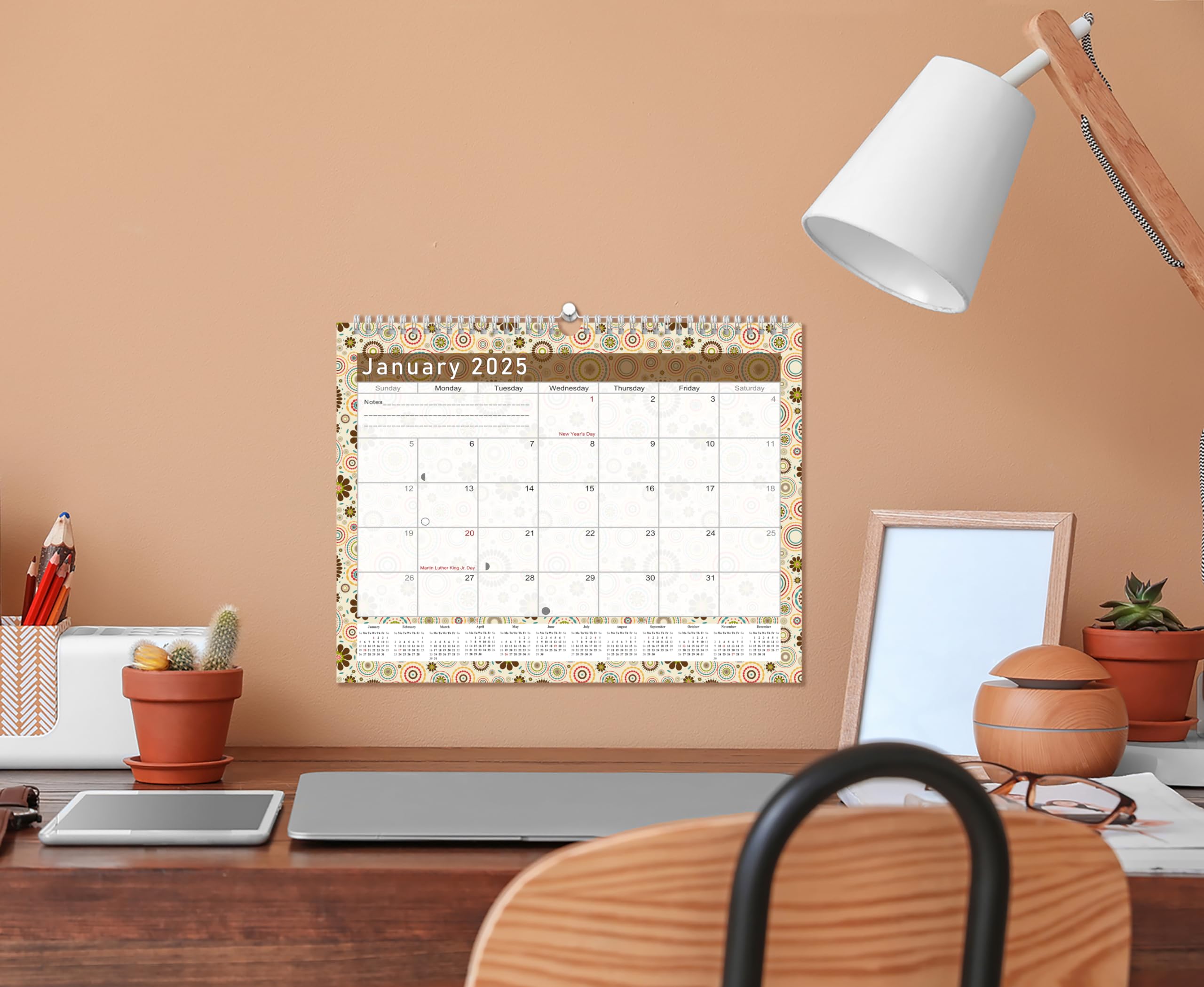 2024-2025 18-Month Spiral-Bound Wall & Desk Calendar Planner - Monthly Organizer for Home, Office & School (Edition #020) - Perfect for Scheduling, Planning & Productivity