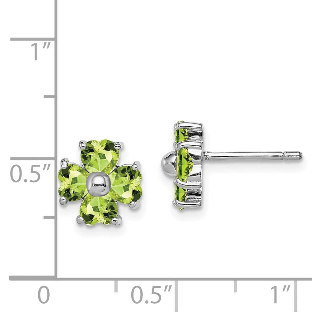 Sterling Silver Peridot Heart Earrings for Women - 9mm Green Gemstone Button Studs - Perfect for Valentine's Day Gifts & Everyday Wear