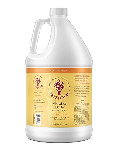 Jessicurl Aloeba Daily Conditioner for Curly Hair - 128 Fl oz Leave-In & Detangling Conditioner for Fine Hair - Hydrating Daily Hair Care for Curly & Wavy Hair Types