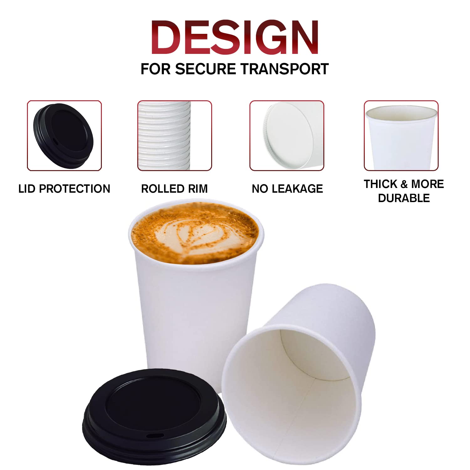 Smygoods 12oz Disposable Coffee Cups with Lids - 25 Pack Insulated Paper Cups for Hot & Cold Beverages, Coffee, Tea, Hot Chocolate - Perfect for Office, Cafes, Parties, and Takeout